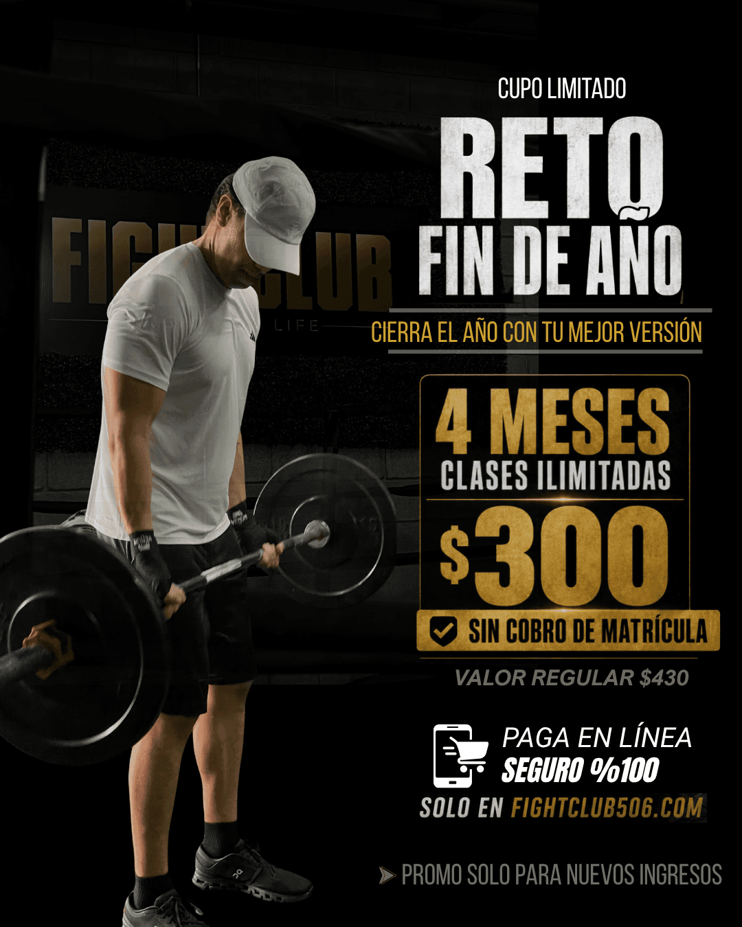 Reto Fin de Año: 4 meses de clases ilimitadas por $300, sin cobro de matrícula, exclusivo para nuevos ingresos